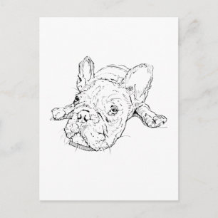 Cartão postal de cachorro francês fofo
