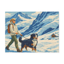 Cartão postal de caminhada na montanha alpina vint