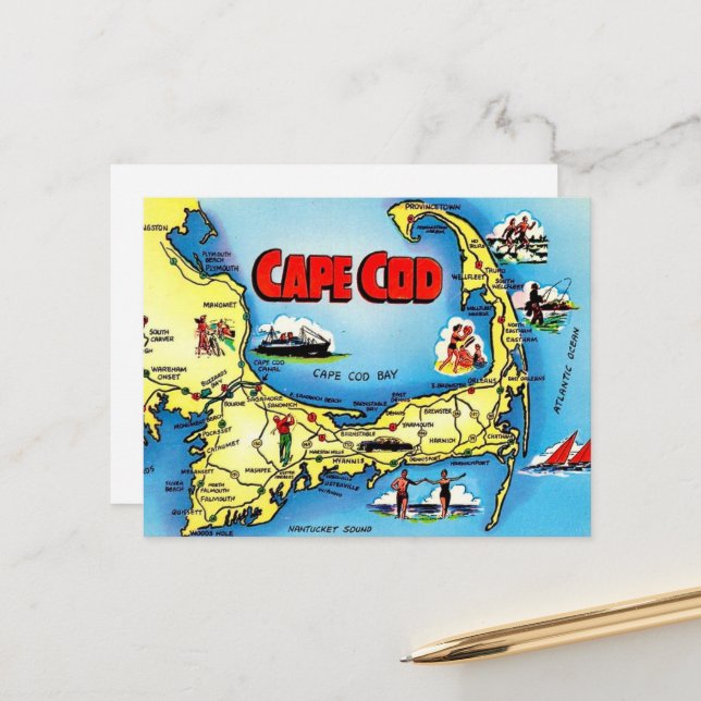 Cartão postal de Cape Cod Massachusetts (Frente/Verso In Situ)