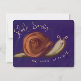 Cartão postal de caracol pintado a óleo lentamente
