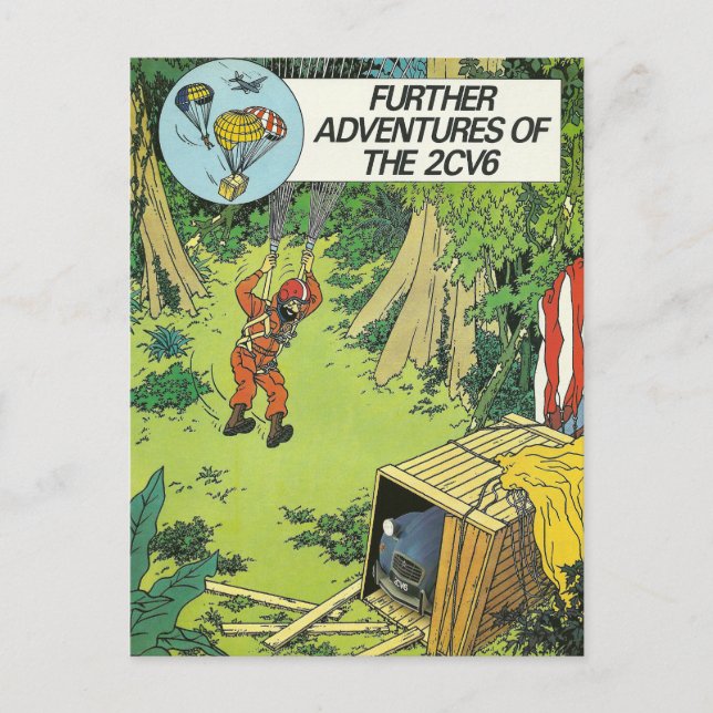 Cartão postal de carro antigo | Citroen 2cv | Fran (Frente)