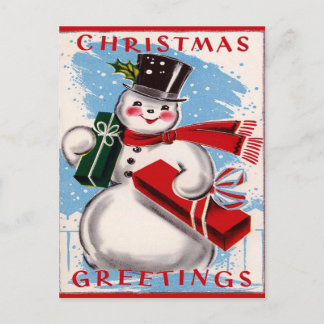 Cartão postal de Cartões de natal Vintage Snowman