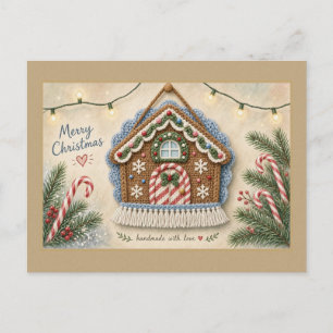 Cartão Postal de Casa de Gingerbread em Crochê