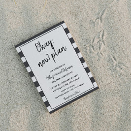 Cartão postal de casamento adiado preto e branco