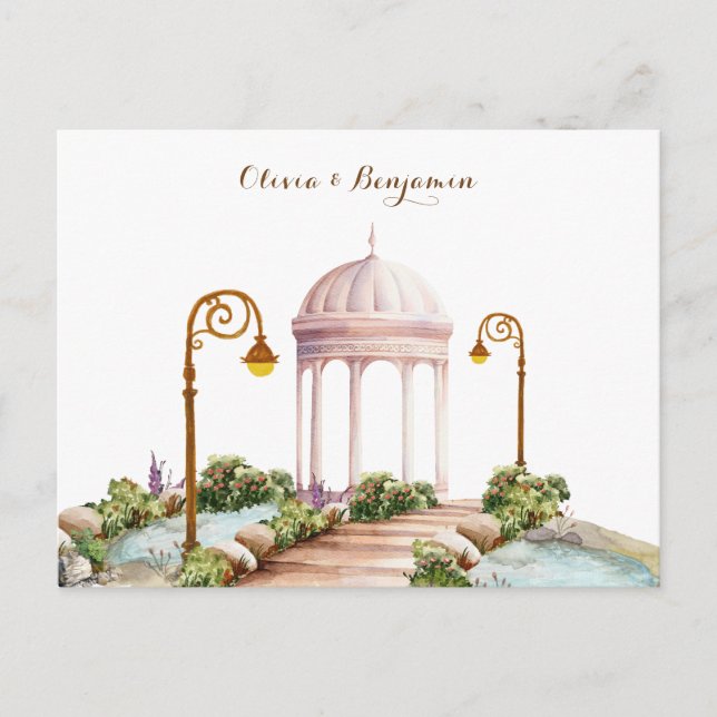 Cartão postal de casamento de jardim estético (Frente)