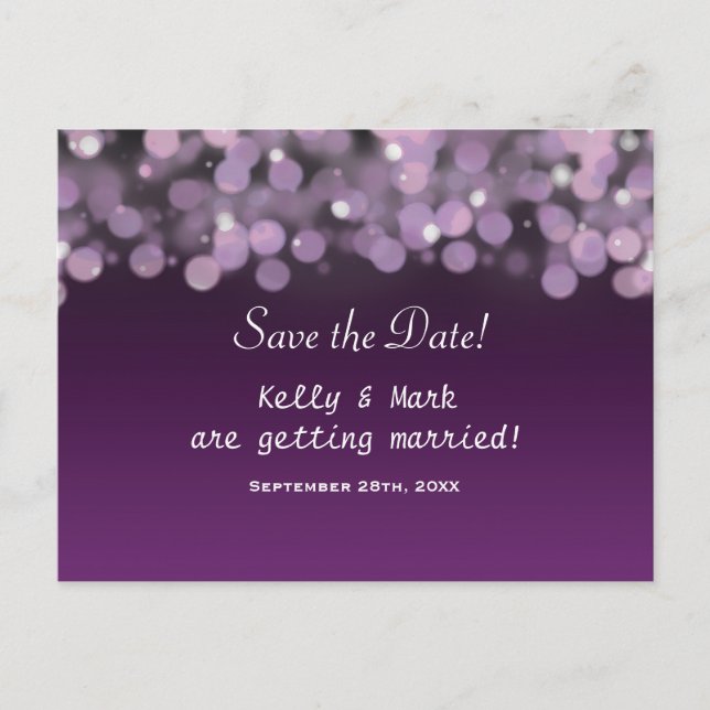 Cartão postal de casamento de Save the Date Luzes  (Frente)