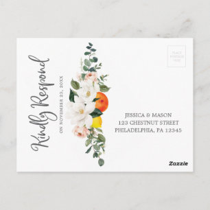 Cartão postal de Casamento Floral de Magnolia Citr