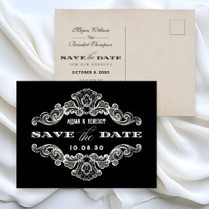 Cartão postal de casamento gótico com caligrafia a
