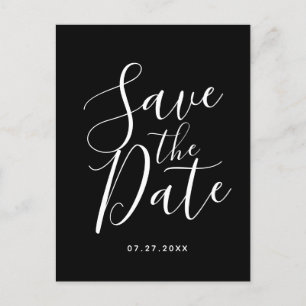 Cartão postal de casamento preto para salvar a dat