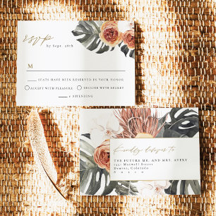 Cartão postal de casamento RSVP de Boho Terracotta