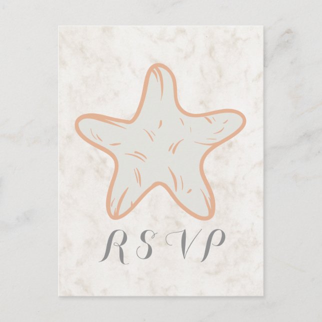 Cartão postal de casamento RSVP de Starfish Rustic (Frente)