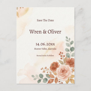 Cartão Postal de Casamento Verde Sálvia Rústico