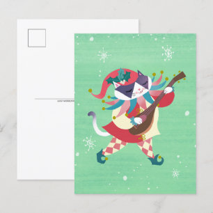 Cartão postal de Cat Elf para Música de Natal