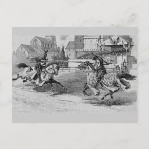 Cartão Postal de Cavaleiros Medievais em Justa