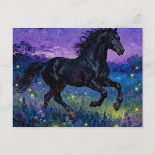 Cartão postal de cavalo preto fantasia
