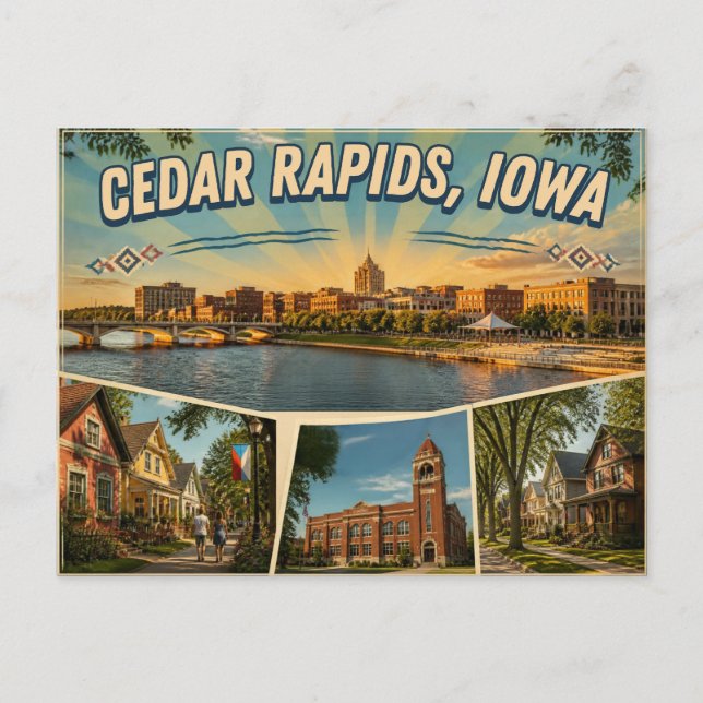Cartão postal de Cedar Rapids Iowa (Frente)