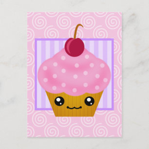 Cartão postal de Cherry do Cupcake Kawaii