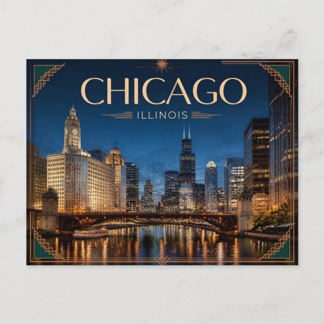 Cartão postal de Chicago Illinois (Frente)