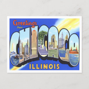 Cartão postal de Chicago, Illinois Vintage