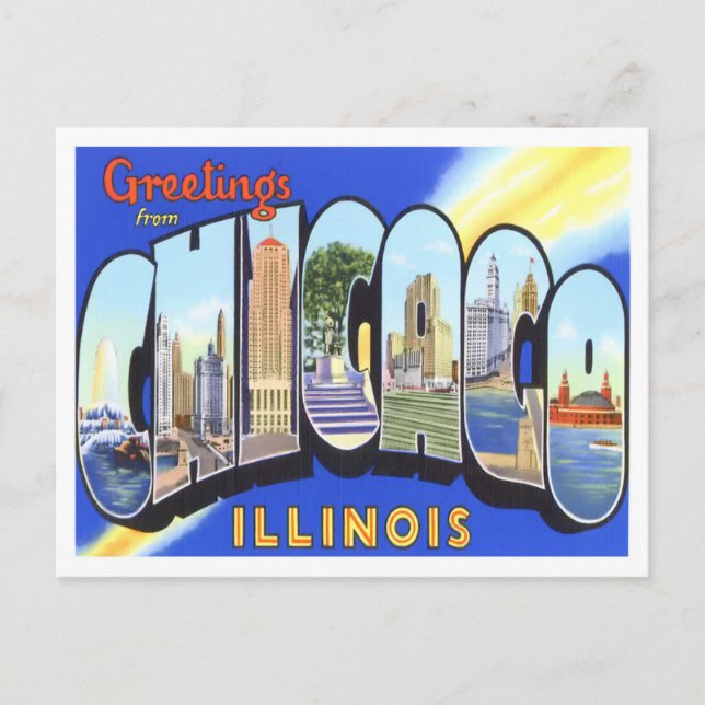 Cartão postal de Chicago, Illinois Vintage (Frente)
