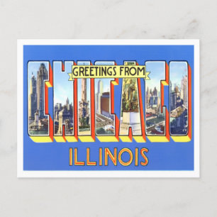 Cartão postal de Chicago, Illinois Vintage