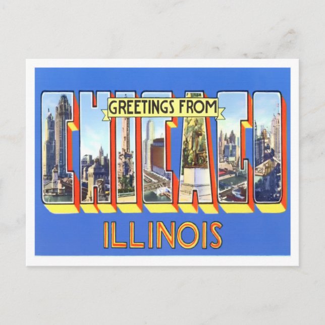 Cartão postal de Chicago, Illinois Vintage (Frente)