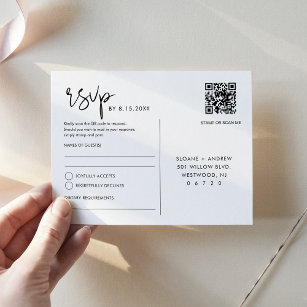 Cartão-postal de Código QR RSVP de Casamento STELL