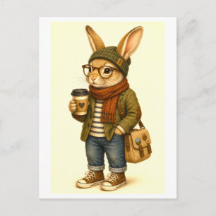 Cartão Postal de Coelho Hipster