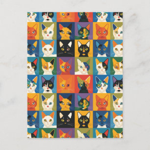 Cartão postal de Colagem de Gatos de pop Art