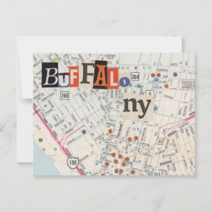 Cartão postal de Colagem de Mapas Buffalo NY 35
