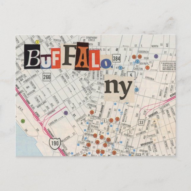 Cartão postal de Colagem de Mapas Buffalo NY 35 (Frente)