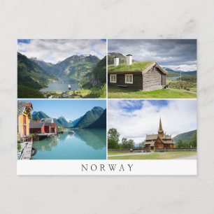 Cartão postal de colagem de paisagens da Noruega