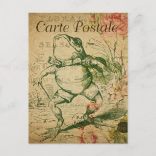 Cartão postal de colagem de rã francês vintage mod