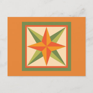 Cartão Postal de Colcha - Estrela Chanfrada (laran
