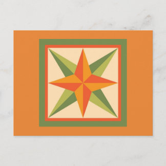 Cartão Postal de Colcha - Estrela Chanfrada (laran