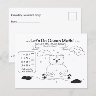 Cartão Postal de Colorir Matemática do Oceano