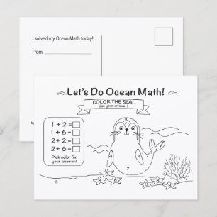 Cartão Postal de Colorir Matemática do Oceano