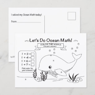 Cartão Postal de Colorir Matemática Oceânica Balei
