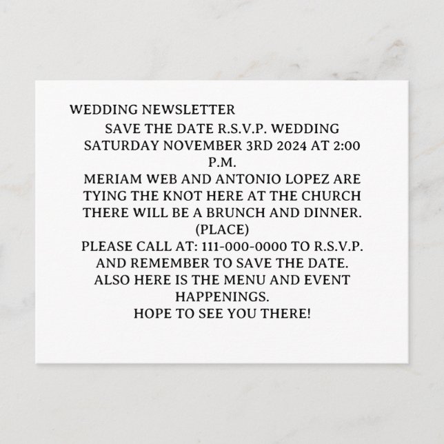 Cartão Postal de Convite (Frente)