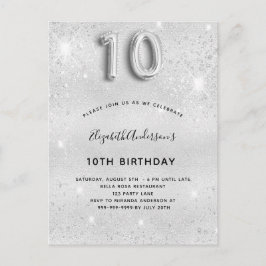 Cartão Postal De Convite 10º aniversário da relva de prata