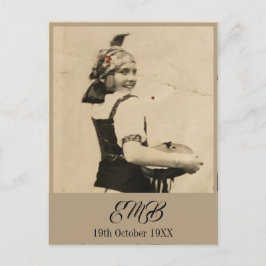 Cartão Postal De Convite 100ª Foto do Monograma Elegante de Aniversário