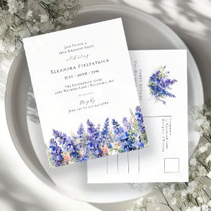 Cartão Postal De Convite 18º Aniversário Azul Larkspur Julho Birth Flower