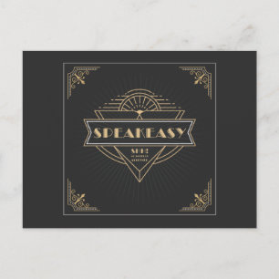 Cartão Postal De Convite 1920 Vintage Art Deco Flapper SpeeasEasy Party