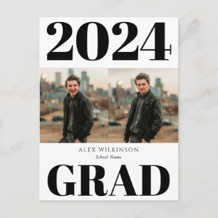 Cartão Postal De Convite 2022Formando de Foto Simples Script 2 Preto e Bran
