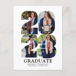 Cartão Postal De Convite 2023 Modern Bold Script Trendy 4 Photo Graduation