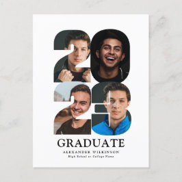Cartão Postal De Convite 2023 Modern Trendy 4 Photo Collage Graduation