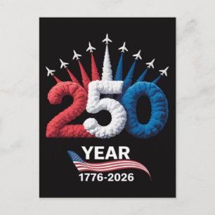 Cartão Postal De Convite 250º Aniversário EUA Patriótico 250 Anos