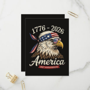 Cartão Postal De Convite 250 Anos América 1776 2026 Águia Vintage