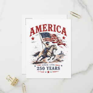 Cartão Postal De Convite 250 Anos América 1776 2026 Patriótico Cowboy