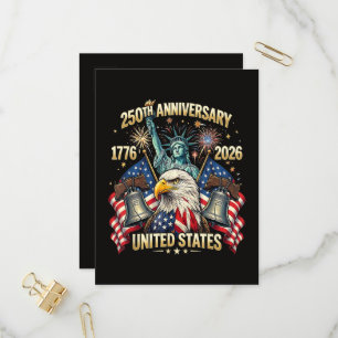 Cartão Postal De Convite 250 Anos de Aniversário Americano 1776-2026 Bandei